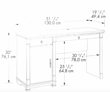 dimenzije pisalne mize