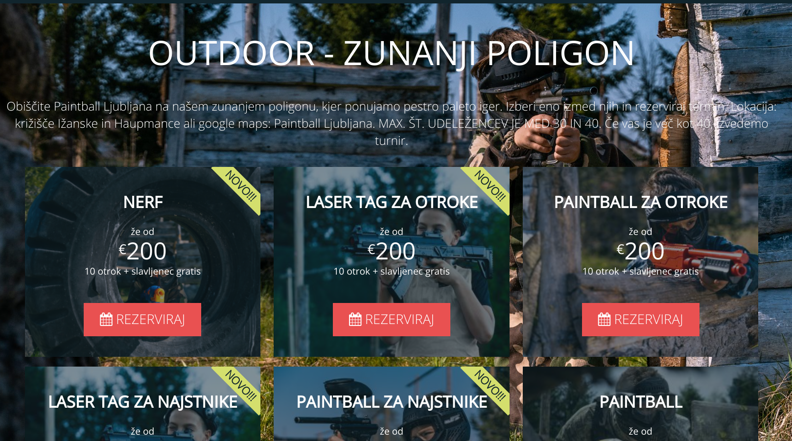 paintball - ključne besede za spletno stran